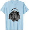 ROSS BOSS Funny Guinea Pig Graphic Tees Guinea Pig Shirt Headphones T-Shirt - Baby Blue