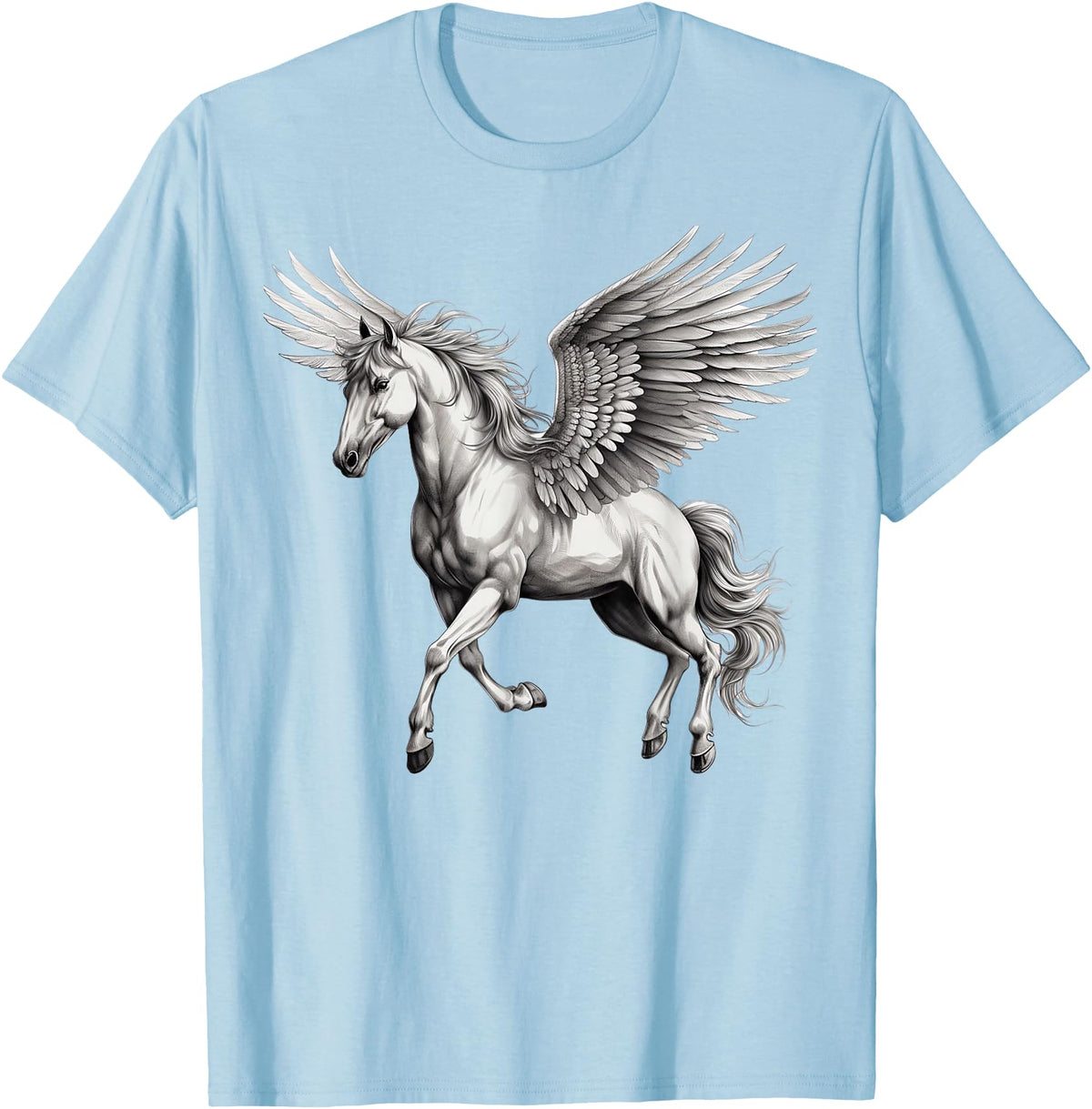 Cool Style Pegasus Majestic Winged Horse Mythology Fantasy Art T-Shirt - Baby Blue