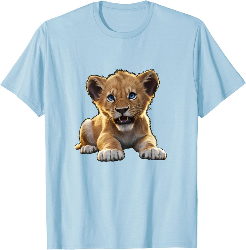 Lion Cubs Cute Lion Shirt Lions Lovers Gifts Lion Cub Angry Lion Lovers Lion Shirt Boys Girls Male Lions T-Shirt - Baby Blue
