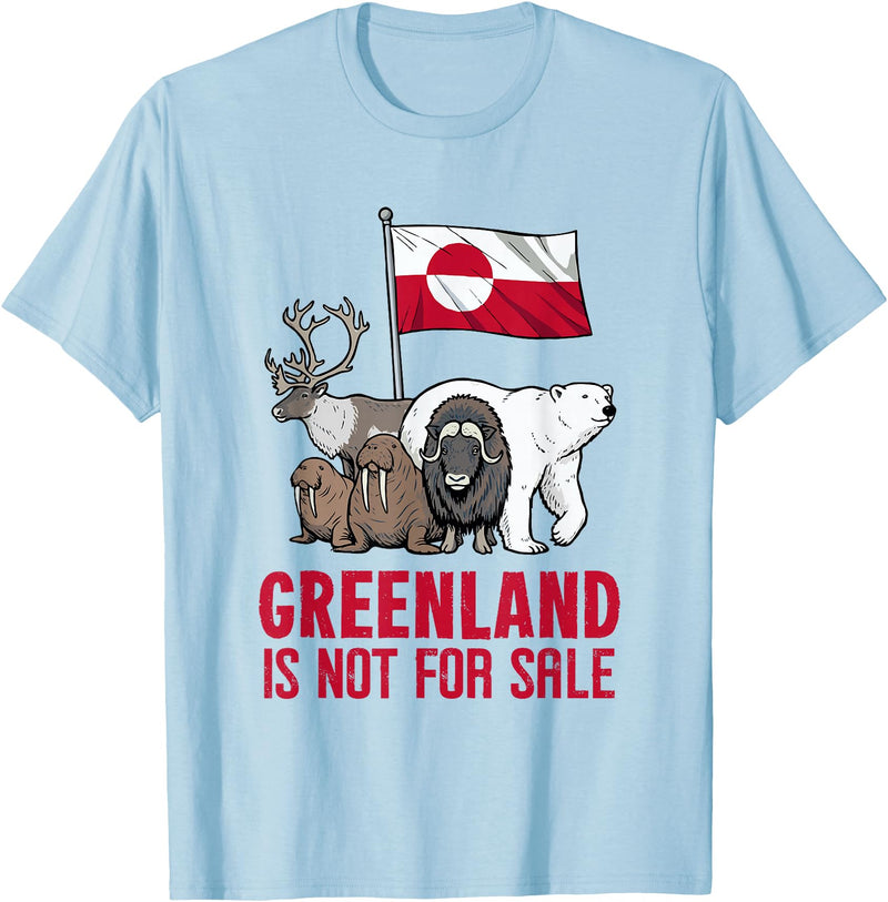 Greenland Tee for Men And Women Greenland Not for Sale Greenland Flag Animals Greenlanders T-Shirt - Baby Blue