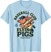 Outfield Outlaws Flying Pigs Retro Minor League Baseball Mascot T-Shirt - Baby Blue
