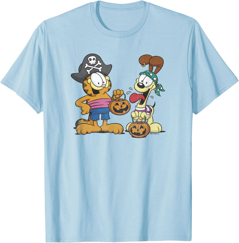 Garfield Halloween Odie Garfield Pirates T-Shirt - Baby Blue