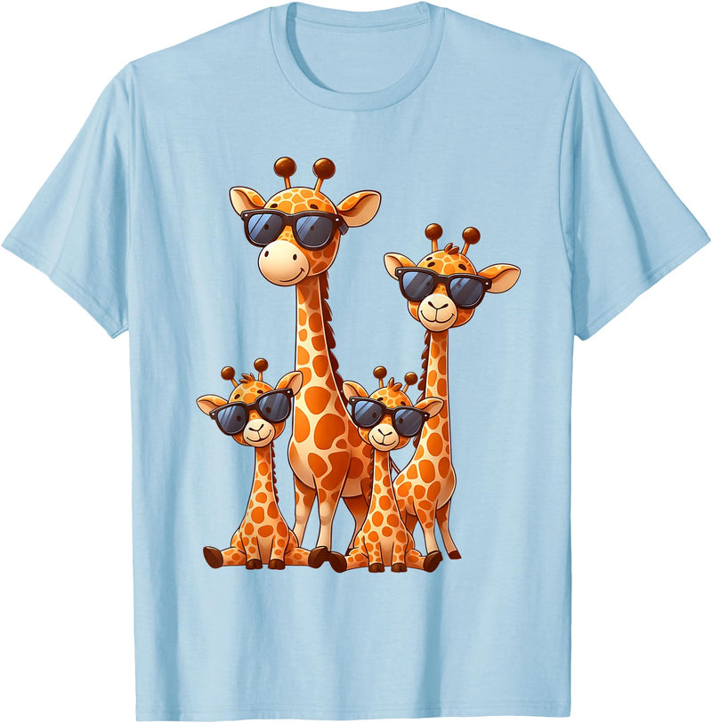 Zoo Family Funny Giraffe Animal Gifts Giraffe Family Sunglasses Safari Zoo Animal Lover Giraffes T-Shirt - Baby Blue