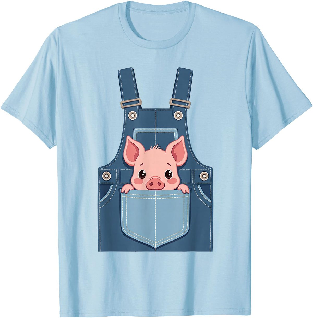 Pig Farm Animal Costumes Pig Costume - Funny Farmer, Pocket, Farm, Women, Men, Kids T-Shirt - Baby Blue