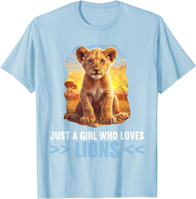 Lions Lion Lovers Shop Just a Girl who loves Lions Lion T-Shirt - Baby Blue