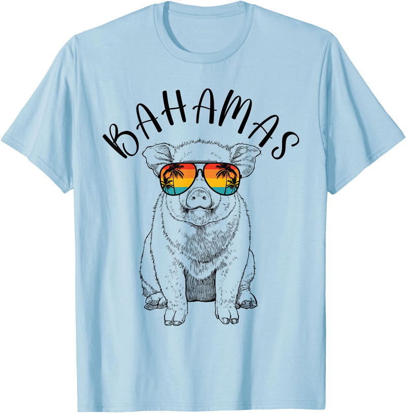 Funny Swimming Pigs It's Better in the Bahamas Bahamas Pig Bahamas Souvenir Family Vacation Trip T-Shirt - Baby Blue