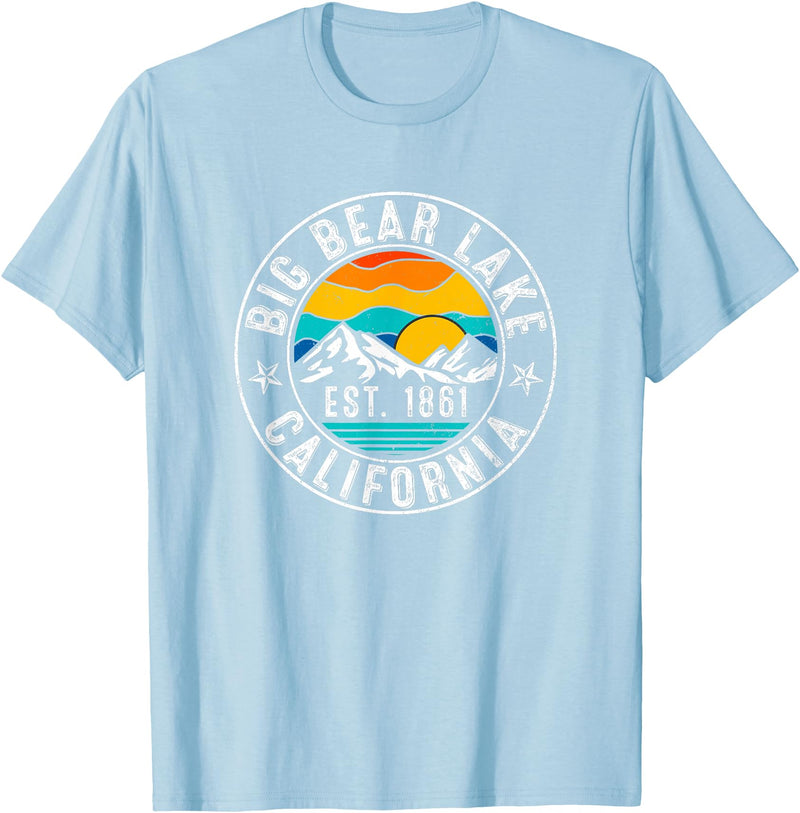 Vintage Style Big Bear Lake Retro 70s 80s Big Bear Lake California CA T-Shirt - Baby Blue