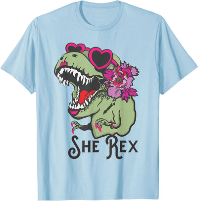 Girl T Rex Girl Dinosaur Flower Dino She Rex T-Shirt