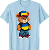 Ukrainian Teddy Bear Breakdance Rapper Ukrainian Flag Teddy Bear Ukraine Hip Hop T-Shirt - Baby Blue