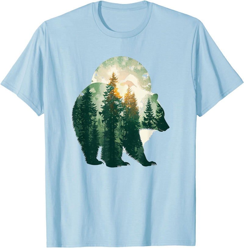 bear outfits for naturelovers and camper green bear double composition nature bears double T-Shirt - Baby Blue