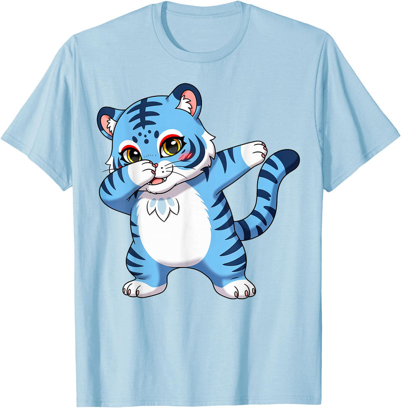 generic Funny Cartoon Korean Tiger for Youth Toddler Kids Boys Girls T-Shirt - Baby Blue