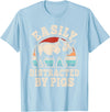 BALARI Easily Distracted by Pigs Funny Retro Pig Farmer Men Women T-Shirt - Baby Blue