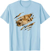 Lion Graphic - Wild Animal Lover Design Lion Outfit - Torn Design Picture Of A Lion's Face T-Shirt - Baby Blue