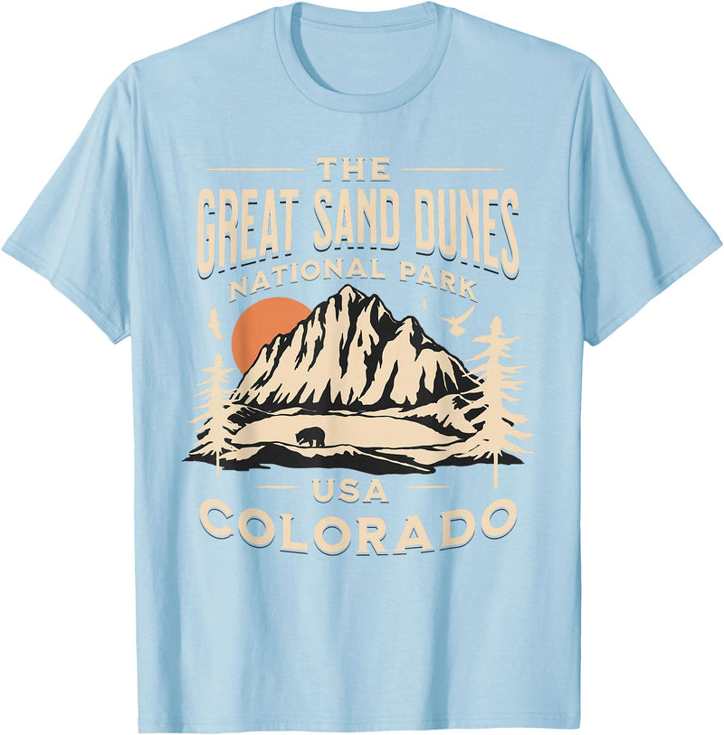 Great Sand Dunes National Park Colorado USA Retro Great Sand Dunes National Park Colorado Hike Outdoors Retro T-Shirt - Baby Blue