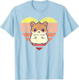 Cute Hamster Design Retro Heart Shape Vintage T-Shirt - Baby Blue