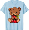 Cute Cherry Animals Cherry Bear Cute Bear Nature Cherry Fruit Artwork Wildlife T-Shirt - Baby Blue