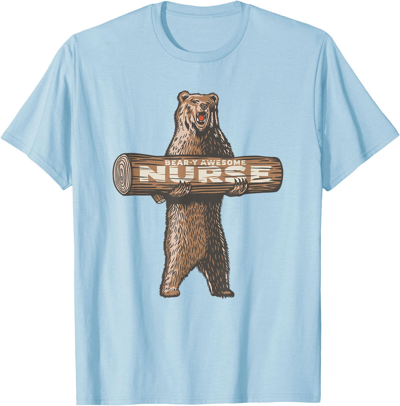 Cartba Nursing Co. Awesome Nurse Funny Saying | Fun Nursing Appreciation T-Shirt - Baby Blue