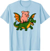 PigAxis1 Pig Animal Lover Dragon Riding Zoo Day Boys Girls Kids T-Shirt - Baby Blue