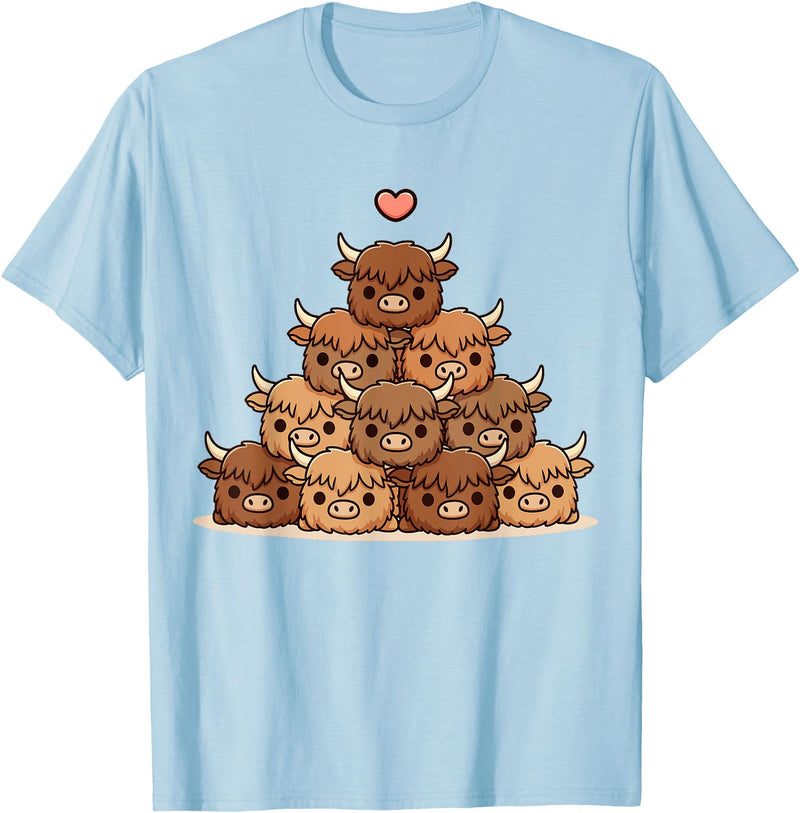 Cute Anime Kawaii Highland Cow Highland Cow Cute Anime Kawaii T-Shirt - Baby Blue