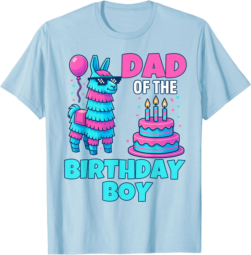 gaming gamer Birthday Llama Pinata Family Apparel dad of Birthday Boy Llama Pinata Party Family mathing Men T-Shirt - Baby Blue