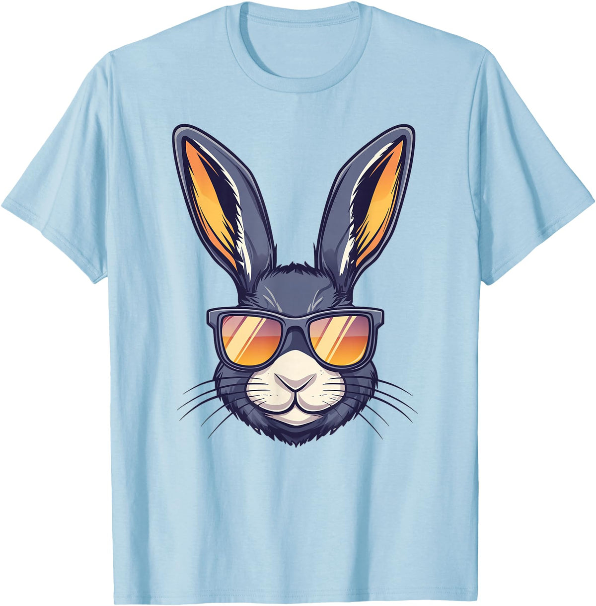 Bunny Rabbit Wearing Sunglasses Easter Funny Graphic T-Shirt in Baby Blue