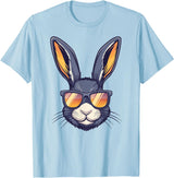 Bunny Rabbit Wearing Sunglasses Easter Funny Graphic T-Shirt in Baby Blue