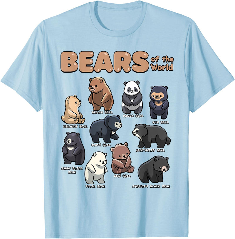 Wowsome! Bear Shirt Bears Animals of The World Bear Lover Zookeeper T-Shirt - Baby Blue