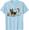 Funny Halloween Humor Dog Lover Men Women Tee Funny Skeleton Chasing German Shepherd Halloween Dog Mom Dad T-Shirt - Baby