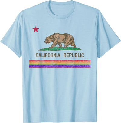 CALIFORNIA STATE FLAG BEAR LGBTQ GAY PRIDE RAINBOW PARADE T-Shirt