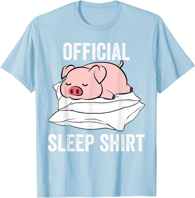 Cute Farmer Animal Designs Official Sleep Shirt Sleeping Cute Pig Piggy Farmer T-Shirt - Baby Blue