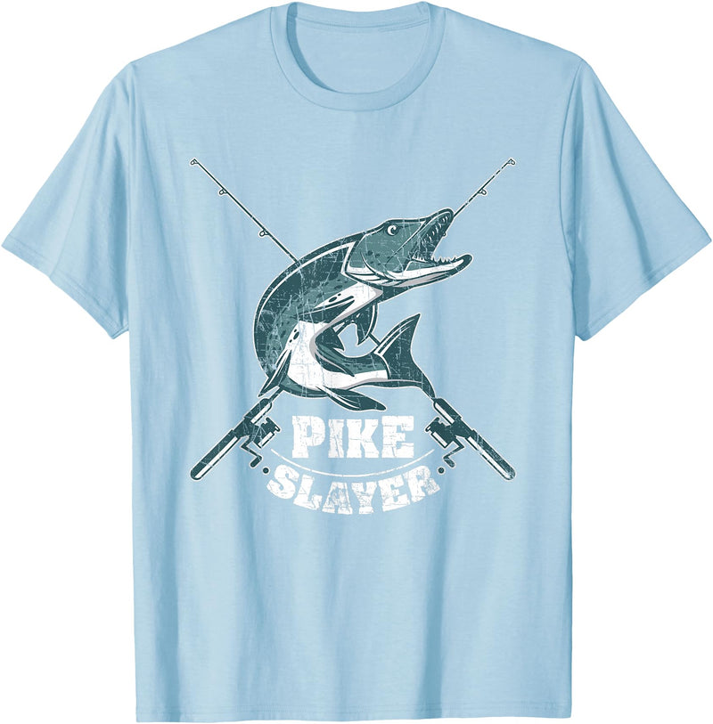 Fishing IM Co Pike Slayer Fishing Fisherman Northern Pike T-Shirt - Baby Blue