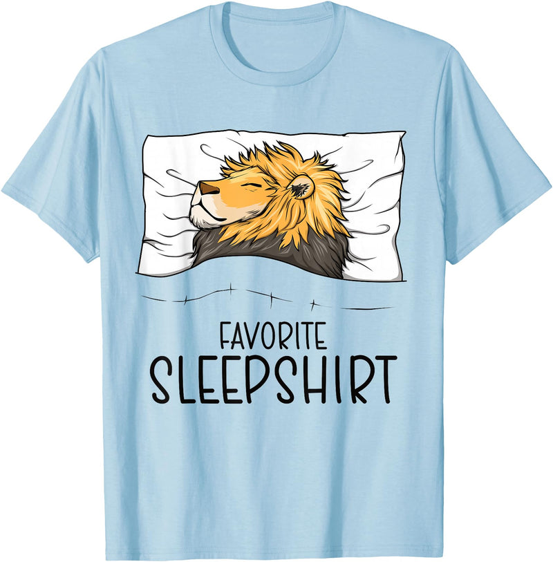 Sleeping & Napping Shirt Gifts For Nap Lovers Favorite Sleepshirt Lion, Napping Lion Pajama T-Shirt - Baby Blue