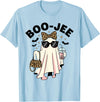 Boo-Jee Ghost Halloween Tees for Women Women Girls BOU-JEE Ghost Boba Leopard Sassy Halloween T-Shirt - Baby Blue