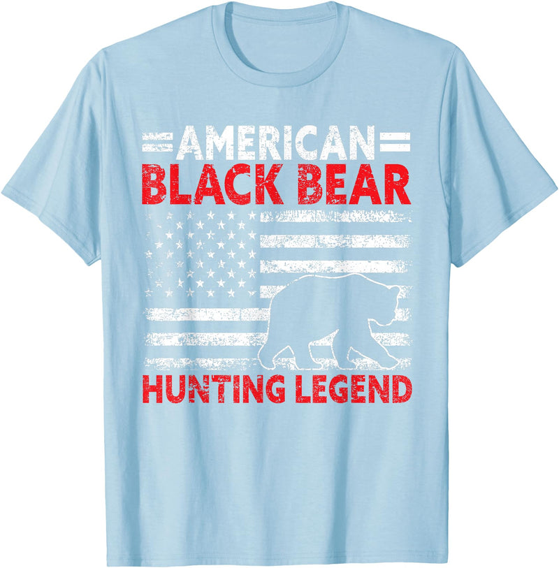 Funny Black Bear Hunting Gear Gifts For Men Hunter American Black Bear Hunting Legend USA Black Bear Hunting T-Shirt - Baby Blue