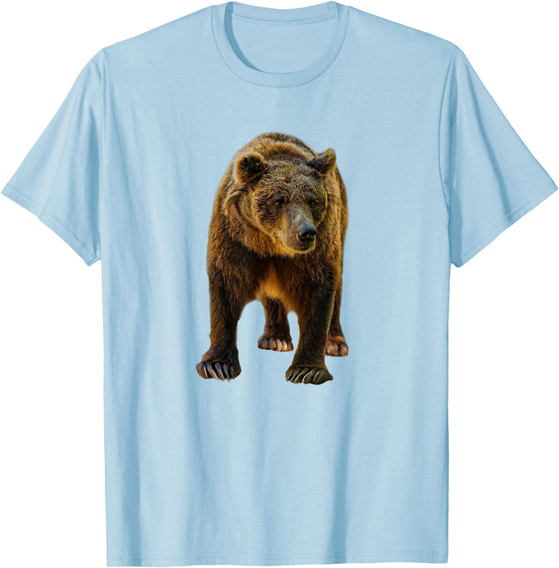 Bear Tees Grizzly Bear Vintage Graphic T-Shirt T-Shirt - Baby Blue