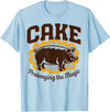 Irony Barn Club for Alt Music and Dry Humor Fans Cake Prolonging the Magic Funny Retro Pig Expression Vibes T-Shirt - Baby Blue