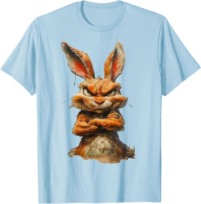 Grumpy Rabbit with Crossed Arms Illustration T-Shirt