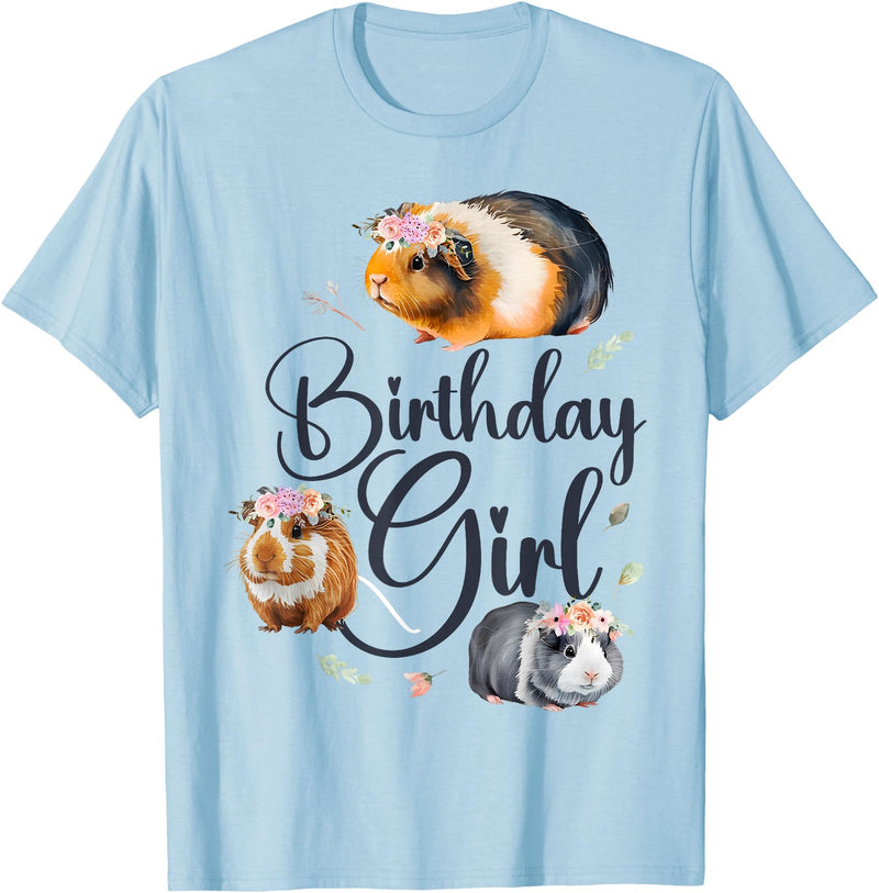 Cute Guinea Pig Lover HD0 Guinea Pig Birthday Girl T-Shirt - Baby Blue