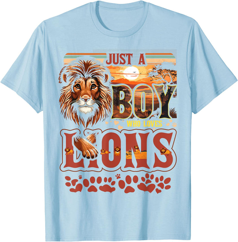 Boys Lion Shirts Lion | Toddler | Just A Boy Who Loves Lions T-Shirt - Baby Blue