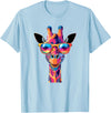 Colorful Giraffe Sunglasses Funny Giraffe Sunglasses T-Shirt - Baby Blue