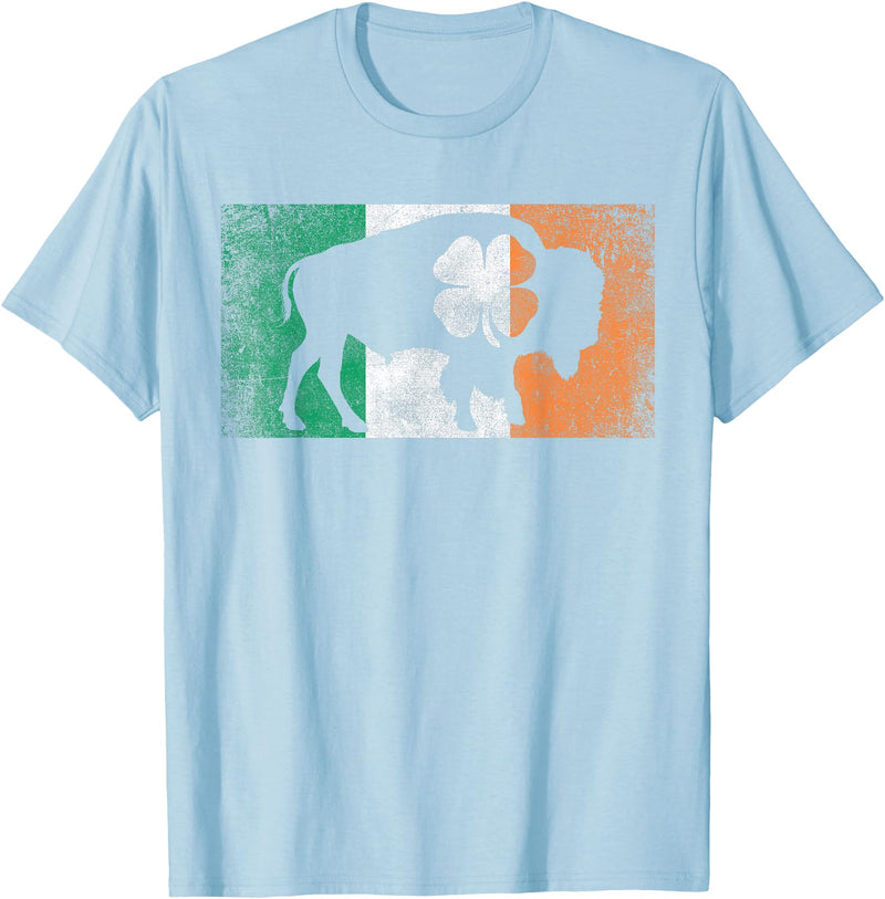 Buffalo - Saint Paddys Funny Ireland Flag Buffalo - Shamrock St. Patrick's Day Irish Flag T-Shirt - Baby Blue
