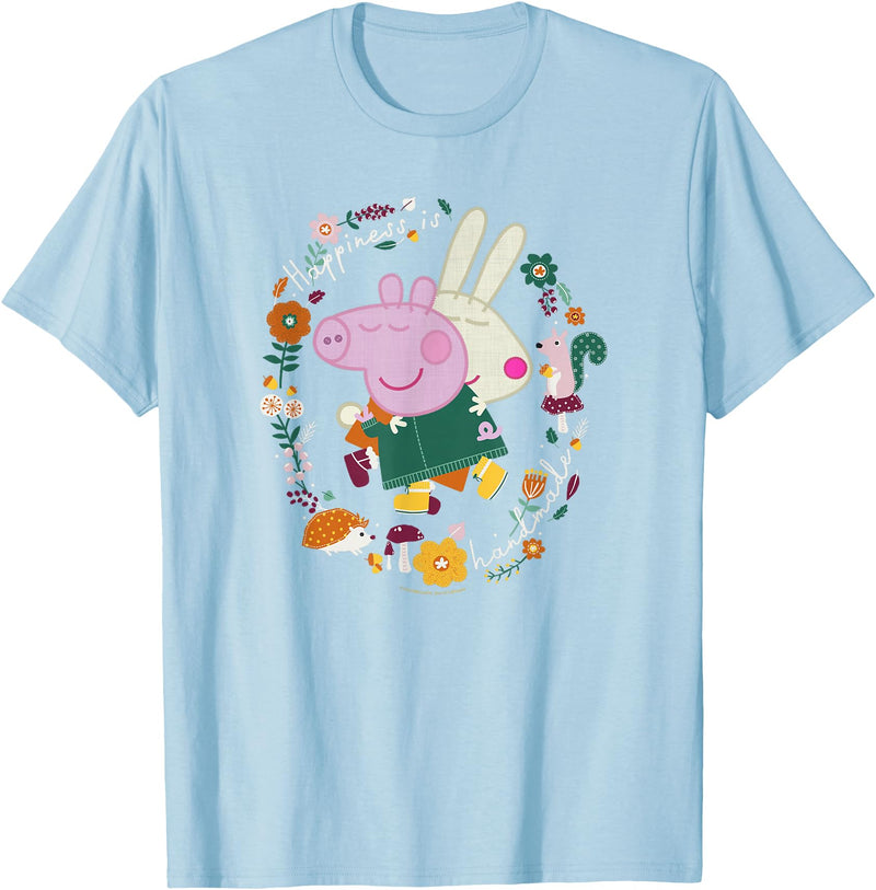 Peppa Pig Happiness Is Handmade Peppa & Rebecca Hugging T-Shirt - Baby Blue