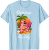 Cute Funny Pig Christmas Xmas Summer Vacation Gift Christmas In July Cute Pig Funny Summer Vacation Beach Vibes T-Shirt - Baby Blue