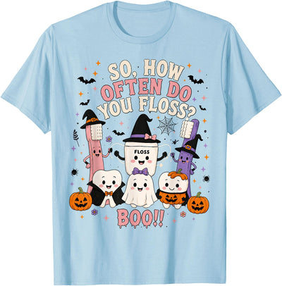 Funny Dental Dentist Halloween Tees How Often Do You Floss Funny Halloween Dentist Dental T-Shirt