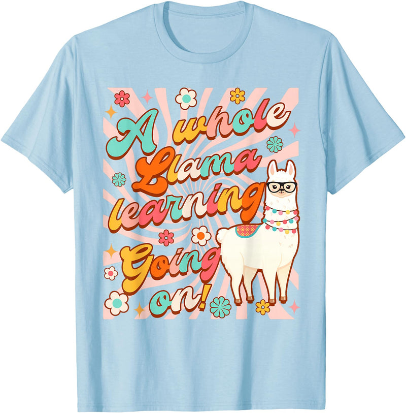 Llama Alpaca Whole Llama Learning Going On Llama Alpaca Teacher Teaching Whole Llama Learning Going On T-Shirt - Baby Blue