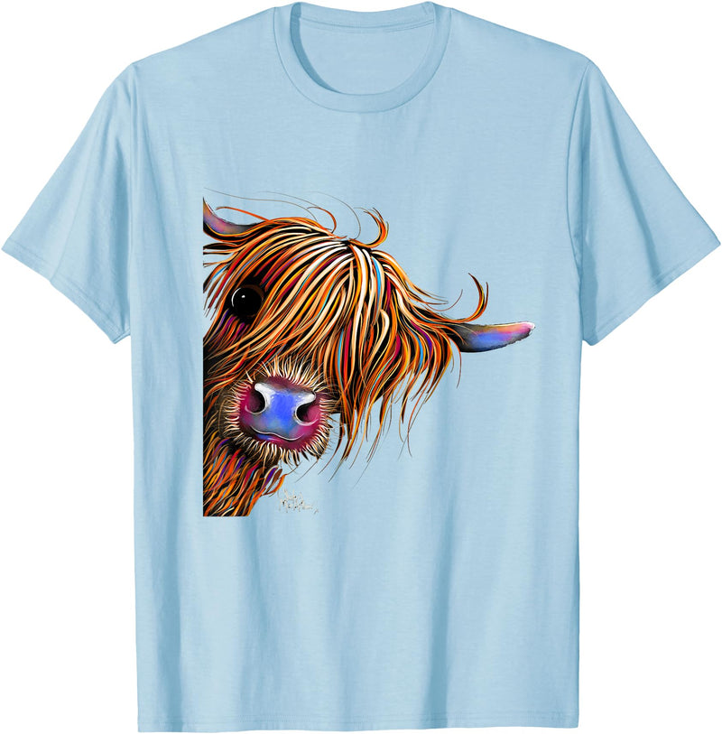 SHiRLeY MacARTHuR HiGHLaND CoW PRiNT ANiMaL PRiNT ' SuGaR LuMP ' T-Shirt - Baby Blue