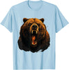 Forest Animal Art Bear Portrait Art Work Wildlife Animal Lovers Forest Motif T-Shirt - Baby Blue