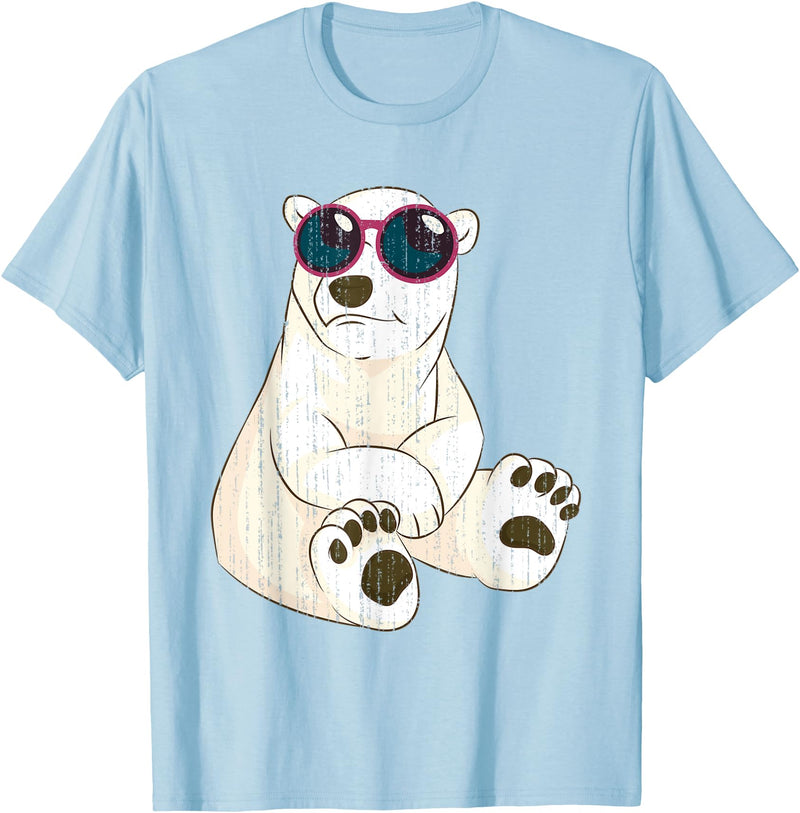 Arctic Animal Polar Bear Gifts Funny Sunglasses Cool Animal Arctic Polar Bear T-Shirt - Baby Blue