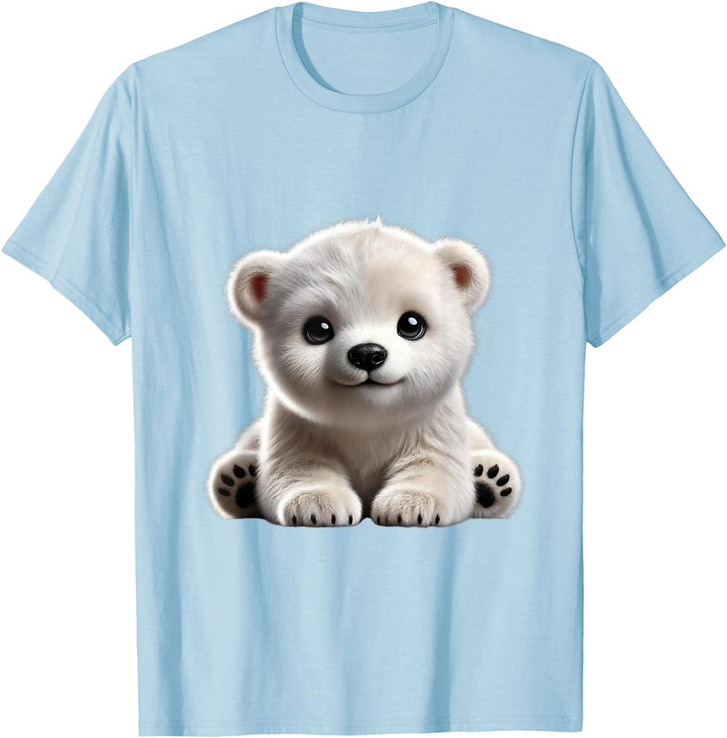 Just Sweet Designs Cute Polar Bear Cub Design T-Shirt, Small, Black - Baby Blue