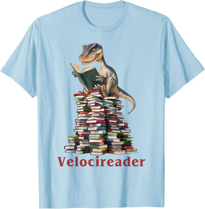 Velociraptor Paleontology Fans Funny Apparel Velocireader Dinosaur Velociraptor Book Lovers Paleontology T-Shirt